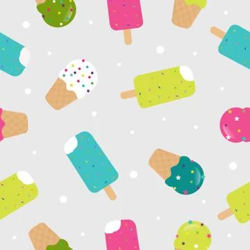 Seamless Pattern Ice Cream Stock Illustration
