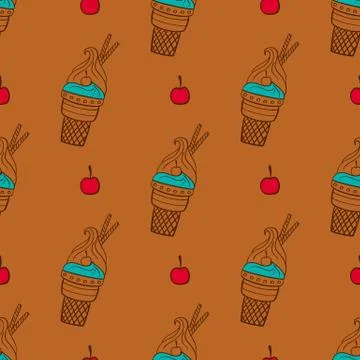 Seamless pattern with ice cream Stock Illustration
