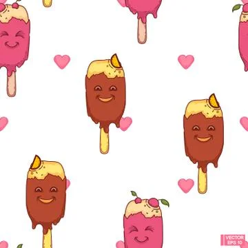 Seamless pattern with ice cream Stockillustratie
