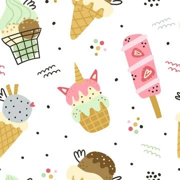Seamless pattern with ice cream Illustrazione stock