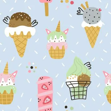 Seamless pattern with ice cream Stock Illustration