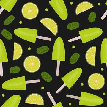 Seamless pattern ice cream mojito. Vector illustration Stock Illustration