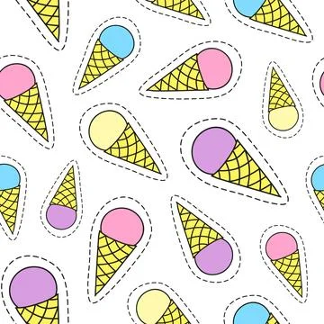 Seamless pattern with ice cream patches. Illustrazione stock