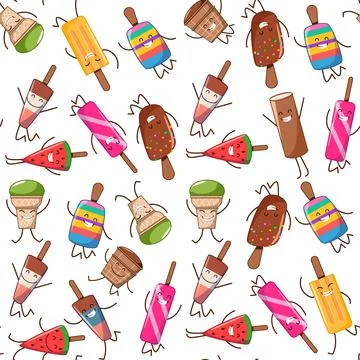 Seamless pattern with ice cream persanaches. Vector illustration Stock Illustration