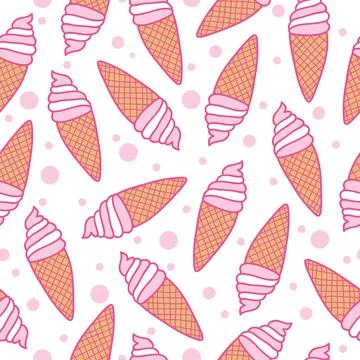 Seamless pattern ice cream in pink colors Stock Illustration