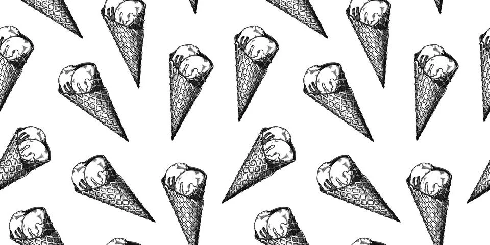 Seamless pattern with ice cream. Realistic ice cream. Vector illustration Stock Illustration