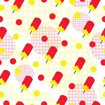 Seamless pattern with ice cream in red and yellow colors Stock Illustration