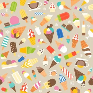 Seamless pattern ice cream, soft serve and popsicle for wrapping paper Stock Illustration