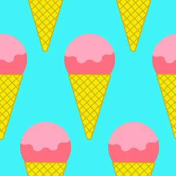Seamless pattern ice cream strawberry ball in a waffle cone イラスト素材