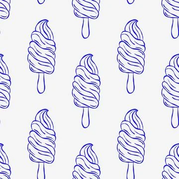 Seamless pattern ice cream swirls, perfect for food branding or kids' content Stock Illustration