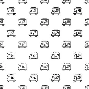 Seamless pattern with ice cream trucks and cones Illustrazione stock