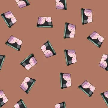 Seamless pattern Ice cream tub with berry swirl dessert packaging Stock Illustration