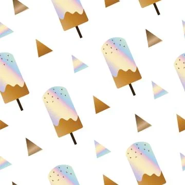 Seamless pattern with ice cream vector in brown and blue colors Stock Illustration