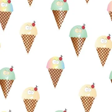 Seamless pattern with ice cream vector Stock Illustration