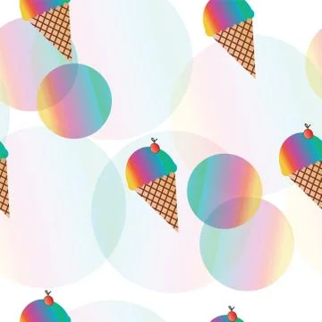 Seamless pattern with ice cream vector - rainbow colors Stock Illustration