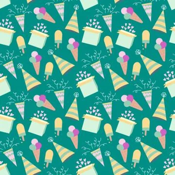 Seamless pattern with ice cream in vector Illustration