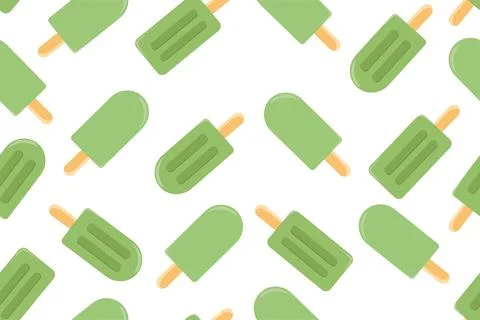 Seamless pattern of ice cream. Vector illustration on a white background. Stock Illustration