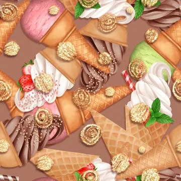 Seamless pattern with ice creams and glitter Stock-Illustration