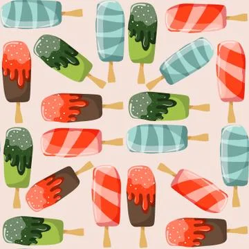 Seamless pattern with ice creams different in taste and shape Illustrazione stock