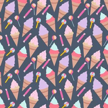 Seamless pattern with Ice creams elements vector Illustrazione stock