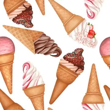 Seamless pattern with ice creams Stock Illustration