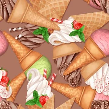 Seamless pattern with ice creams Stock Illustration