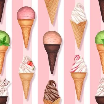Seamless pattern with ice creams Stock Illustration