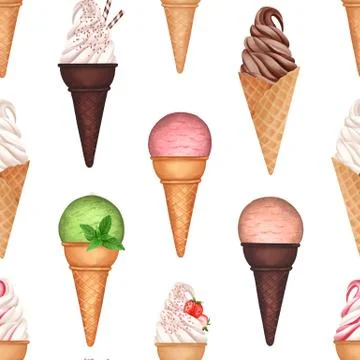 Seamless pattern with ice creams Stock-Illustration