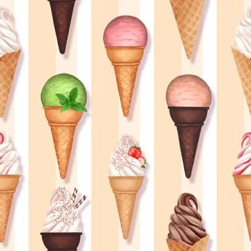 Seamless pattern with ice creams Stock-Illustration