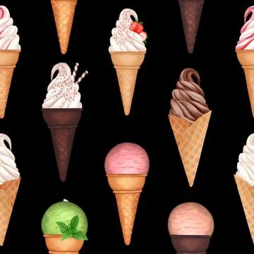 Seamless pattern with ice creams Illustrazione stock