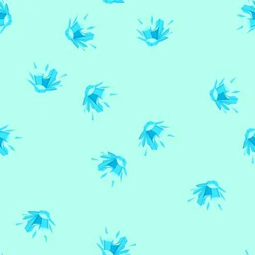 Seamless pattern ice crystal cluster shattering into fragments Stock Illustration