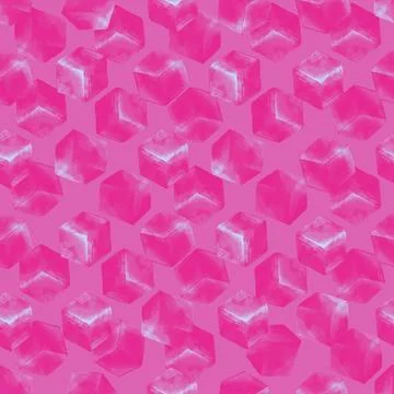 Seamless pattern with ice cubes. Stylized watercolor illustration. Stock Illustration