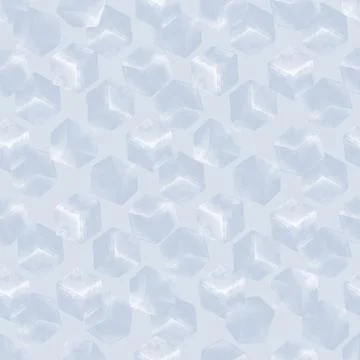 Seamless pattern with ice cubes. Stylized watercolor illustration. 스톡 일러스트