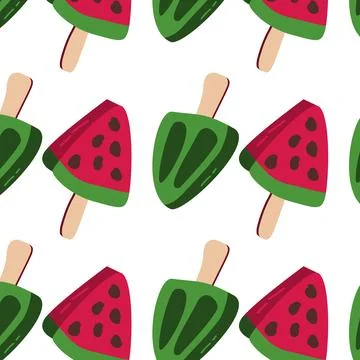 Seamless pattern with ice gelato watermelon and melon tasty イラスト素材