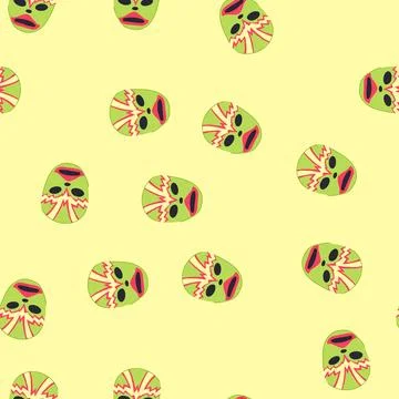 Seamless pattern iconic mexican luchador mask cartoon vector Stock Illustration