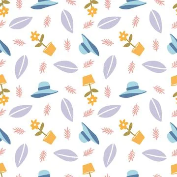 Seamless pattern with icons and design elements Stock Illustration