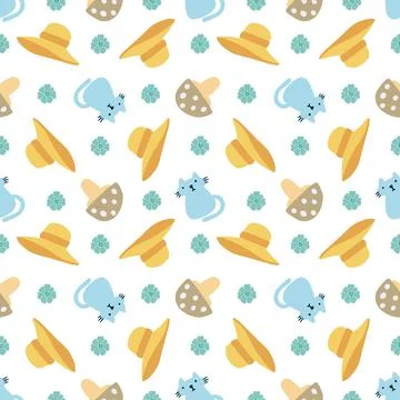 Seamless pattern with icons and design elements Stock Illustration