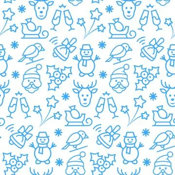 Seamless pattern with icons of christmas items. Stock Illustration
