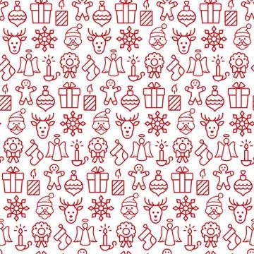 Seamless pattern with icons of christmas items. Stock Illustration