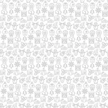 Seamless pattern with icons of christmas items. Stock Illustration