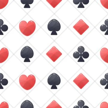 Seamless pattern with icons of playing cards. Stock Illustration