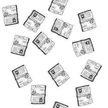 Seamless pattern identification passport sketch hand drawn Stock Illustration