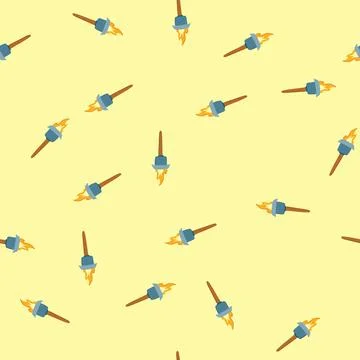 Seamless pattern ignite torch fire cartoon vector Stock Illustration