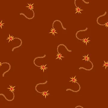 Seamless pattern ignition dynamite fuse cartoon vector Stock Illustration
