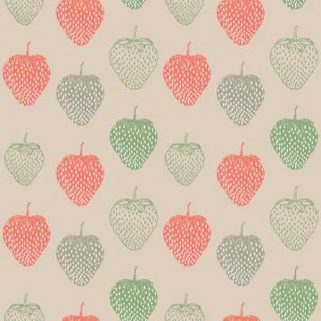 Seamless pattern of ikat multicolor strawberries. Vector illustration. Stock Illustration