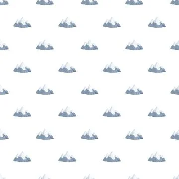 Seamless pattern with illustrated snow capped mountains Stock Illustration
