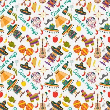 Seamless pattern illustration 1 in the theme of the Mexican celebration of Ci Stock Illustration