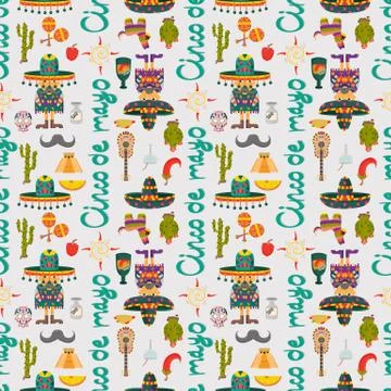 Seamless pattern illustration 2 in the theme of the Mexican celebration of Ci Stock Illustration