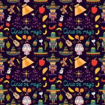 Seamless pattern illustration 5 in the theme of the Mexican celebration of Ci Stock Illustration