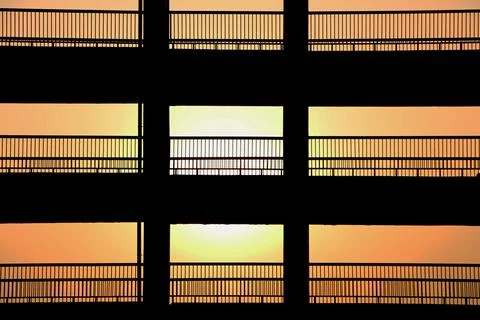 Seamless pattern illustration of the balcony at sunset Stock Photos